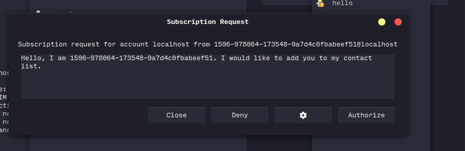 Gajim - Subscription Request Screenshot